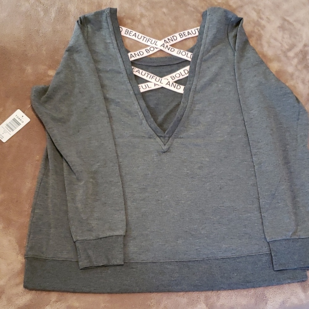 Torrid sweatshirt w/strappy back verbiage